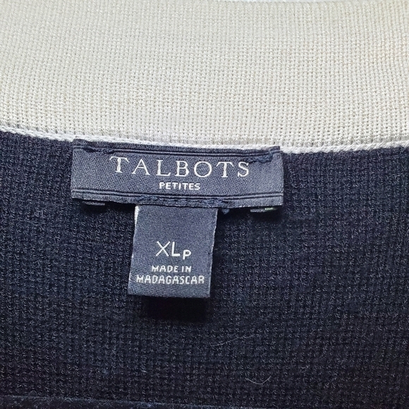 Talbots Women's Black and White Cardigan Stripe Sz XLP - Picture 8 of 9